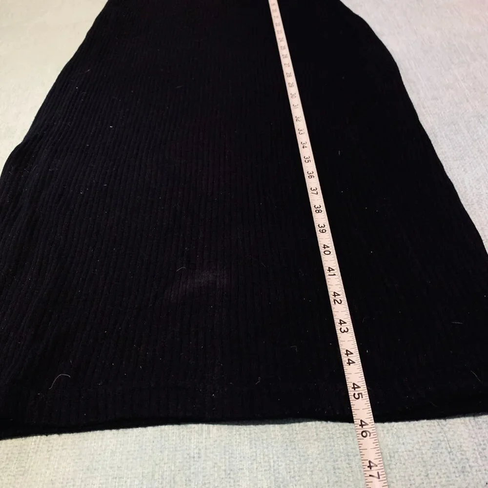 Vintage 90s Ribbed Knit Dress by Resource | Black & White Stripes | Size S - Picture 3 of 8